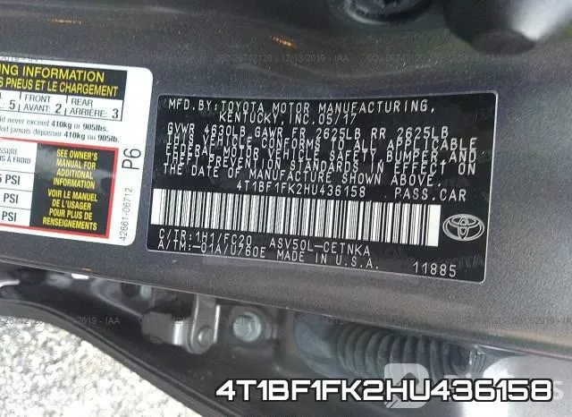 4T1BF1FK2HU436158 фото 9