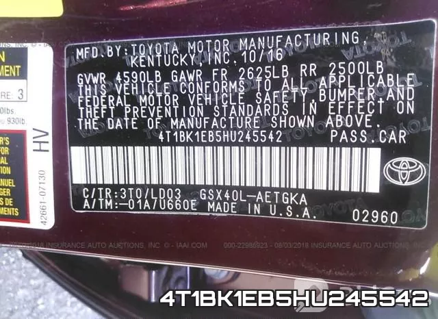 4T1BK1EB5HU245542 фото 8