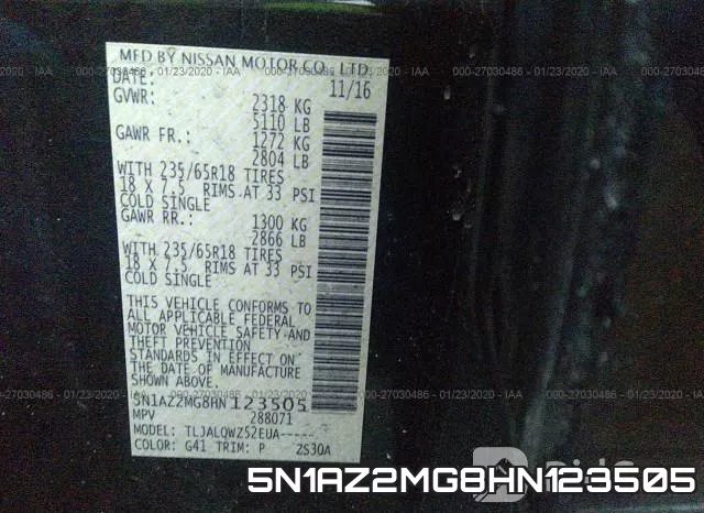 5N1AZ2MG8HN123505 фото 7