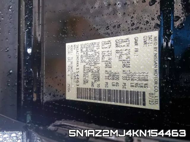 5N1AZ2MJ4KN154463 фото 2