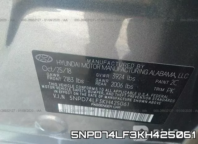 5NPD74LF3KH425061 фото 6