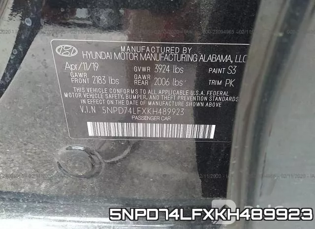 5NPD74LFXKH489923 фото 9