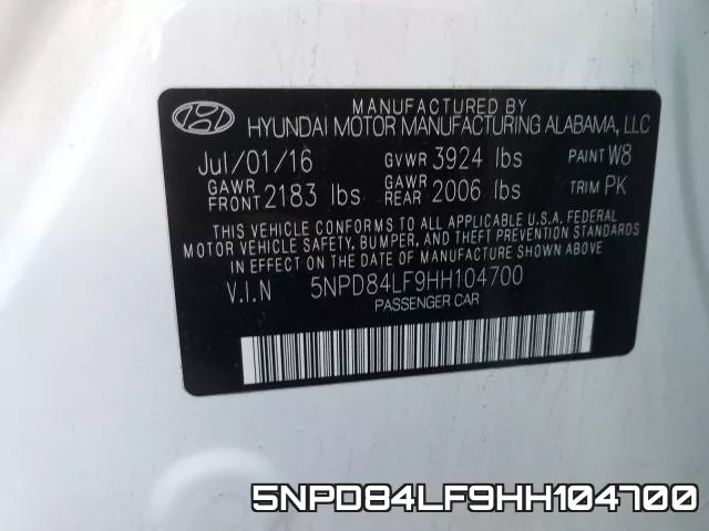 5NPD84LF9HH104700 фото 2
