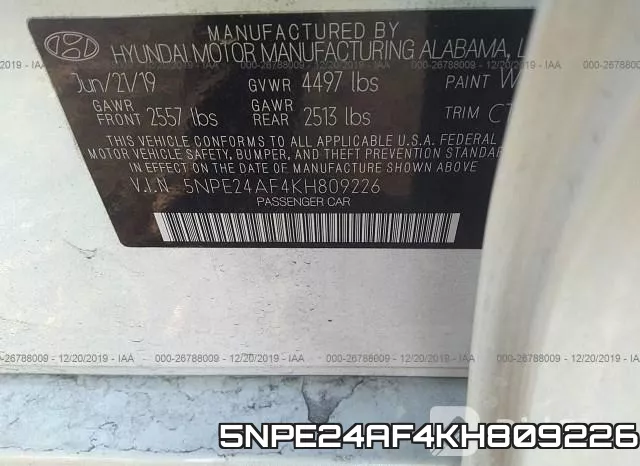 5NPE24AF4KH809226 фото 6