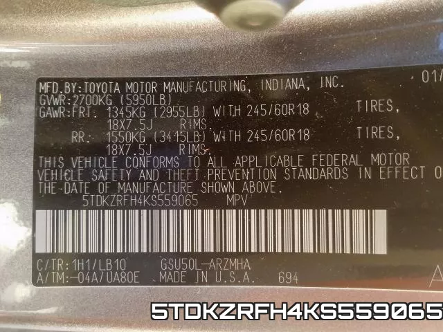 5TDKZRFH4KS559065 фото 2