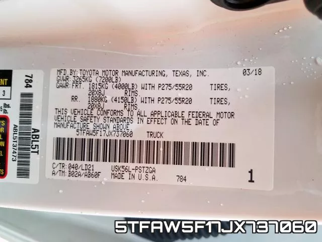 5TFAW5F17JX737060 фото 2