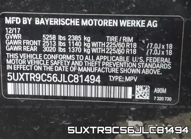 5UXTR9C56JLC81494 фото 5