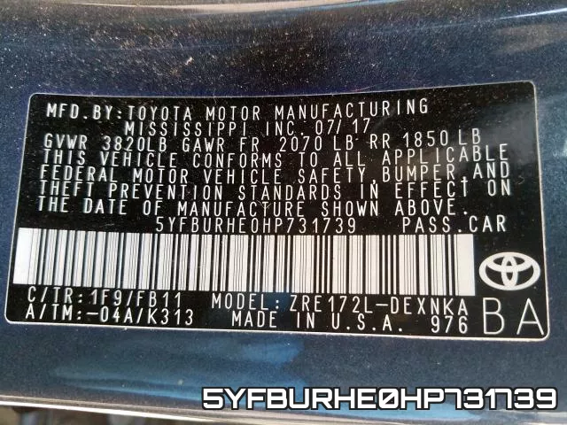 5YFBURHE0HP731739 фото 2