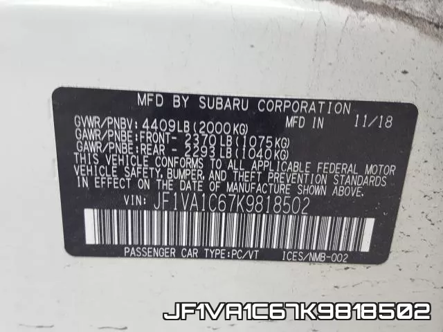 JF1VA1C67K9818502 фото 2