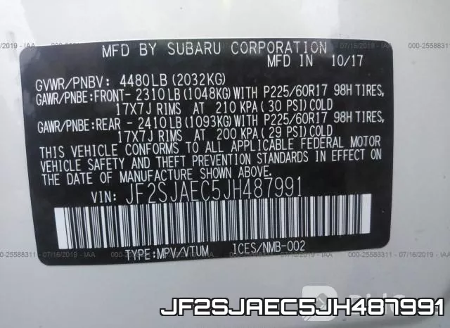 JF2SJAEC5JH487991 фото 10