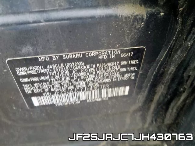 JF2SJAJC7JH430763 фото 2