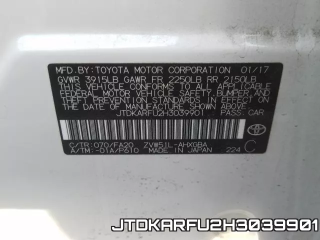 JTDKARFU2H3039901 фото 2