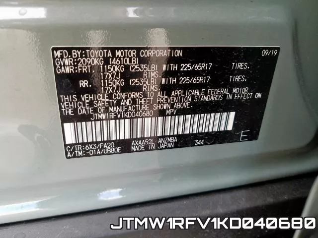 JTMW1RFV1KD040680 фото 2