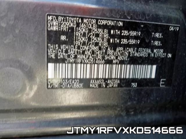 JTMY1RFVXKD514666 фото 2