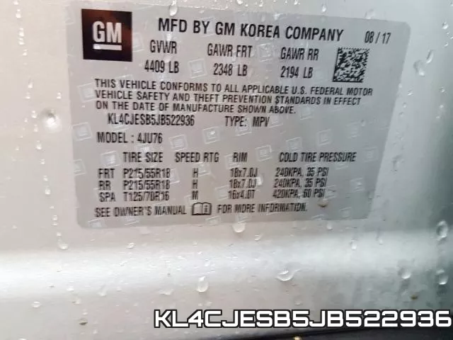 KL4CJESB5JB522936 фото 2
