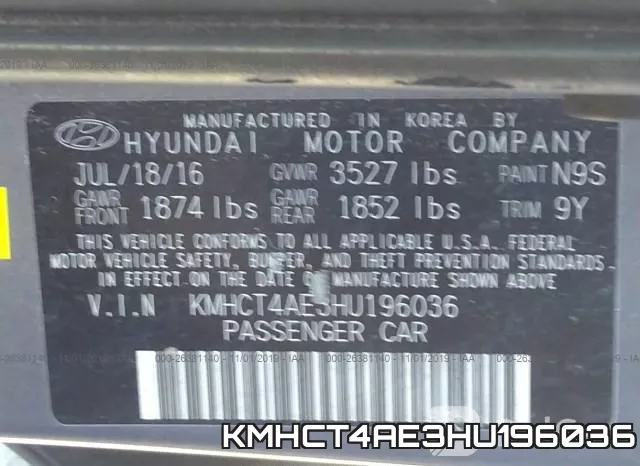 KMHCT4AE3HU196036 фото 9