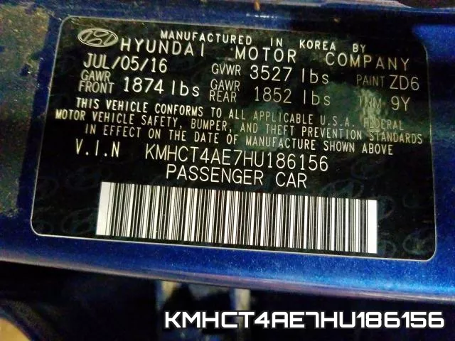 KMHCT4AE7HU186156 фото 2