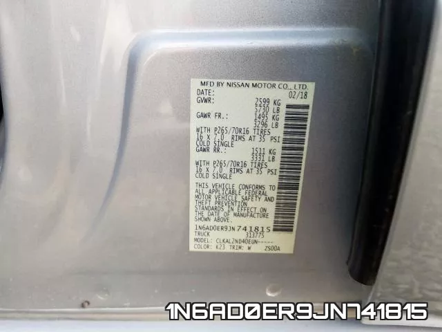 1N6AD0ER9JN741815 фото 2