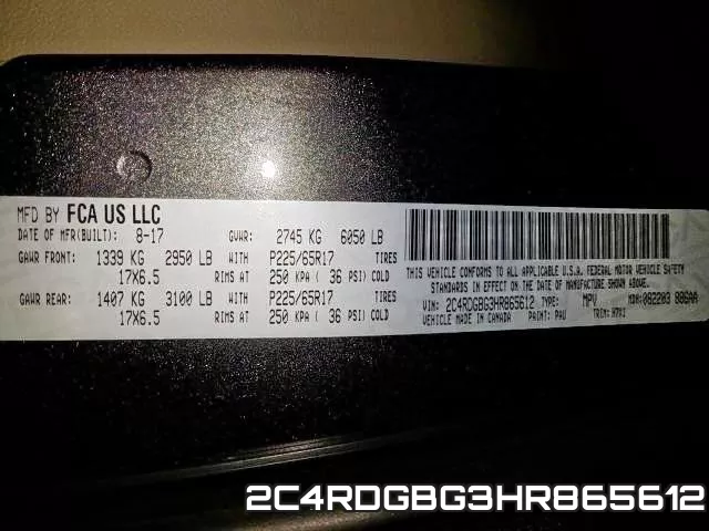 2C4RDGBG3HR865612 фото 2