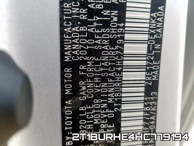2T1BURHE4HC779194 фото 2