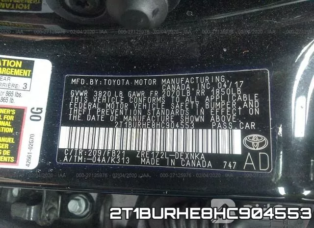 2T1BURHE8HC904553 фото 7