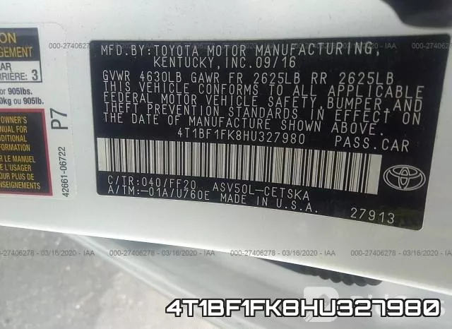 4T1BF1FK8HU327980 фото 4