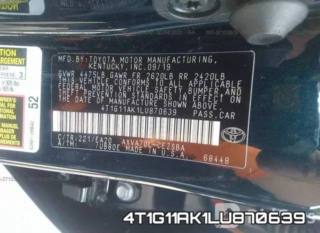 4T1G11AK1LU870639 фото 8