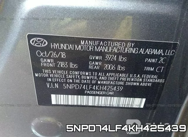 5NPD74LF4KH425439 фото 8