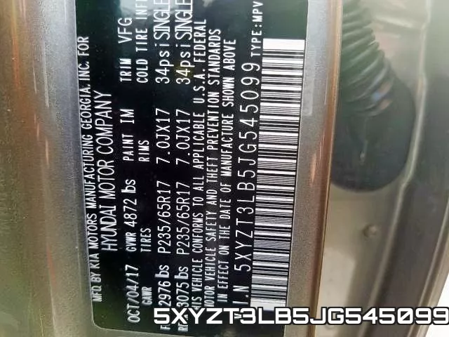 5XYZT3LB5JG545099 фото 2