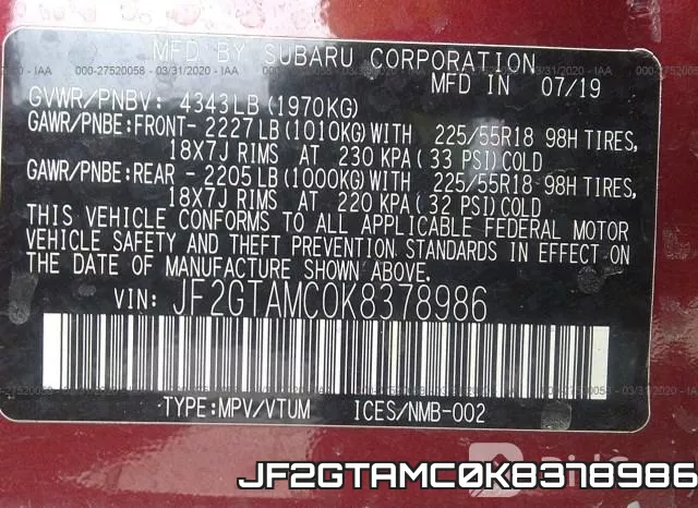 JF2GTAMC0K8378986 фото 7