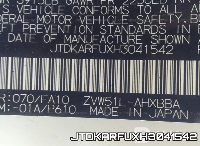 JTDKARFUXH3041542 фото 8