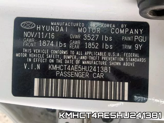 KMHCT4AE5HU241381 фото 2