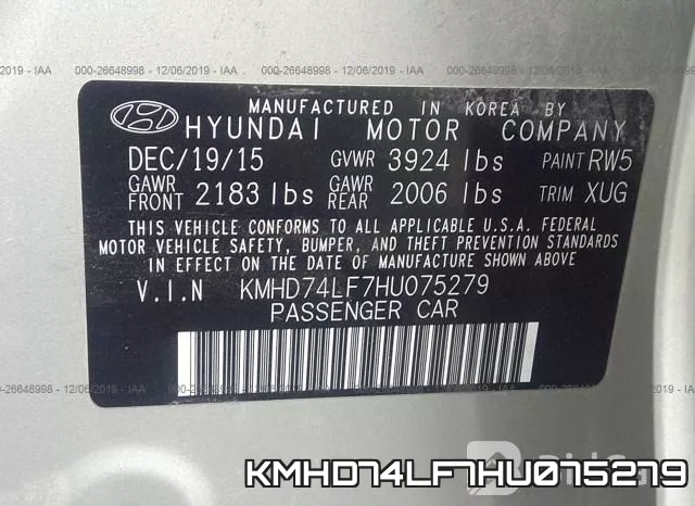KMHD74LF7HU075279 фото 9