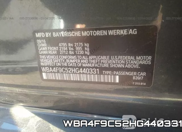 WBA4F9C52HG440331 фото 6