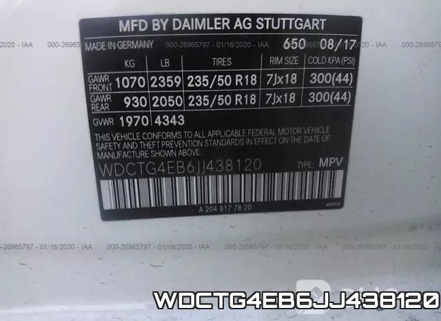 WDCTG4EB6JJ438120 фото 6