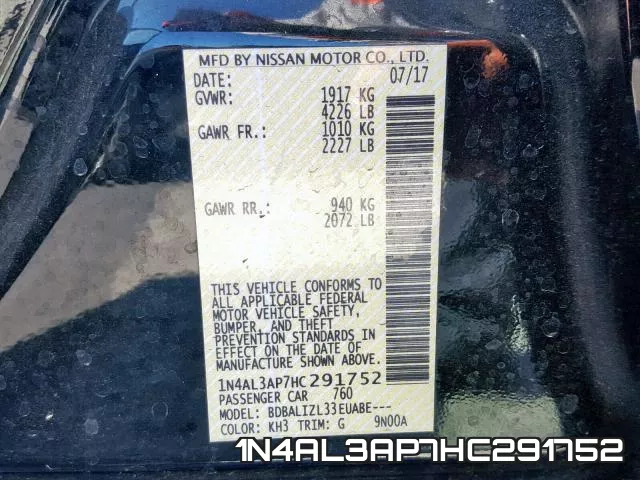 1N4AL3AP7HC291752 фото 2