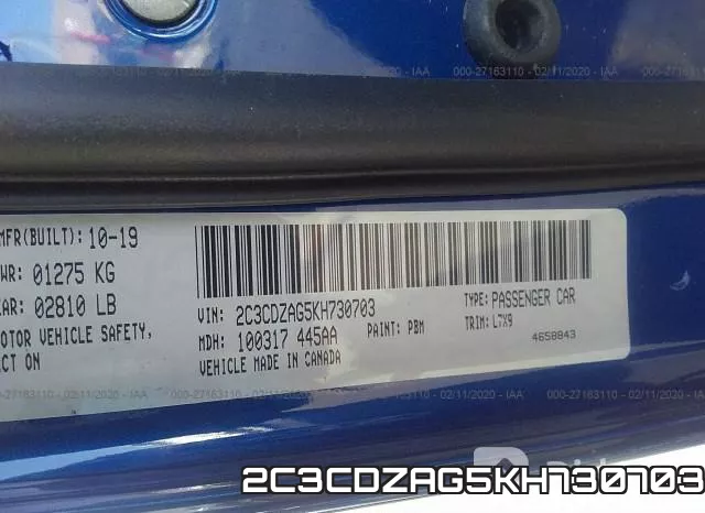 2C3CDZAG5KH730703 фото 5