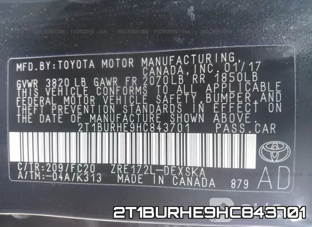2T1BURHE9HC843701 фото 7