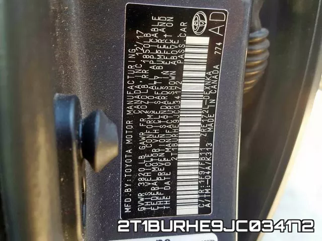 2T1BURHE9JC034172 фото 2