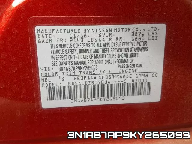 3N1AB7AP9KY265093 фото 2