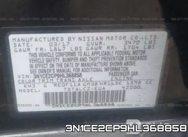 3N1CE2CP9HL368858 фото 9