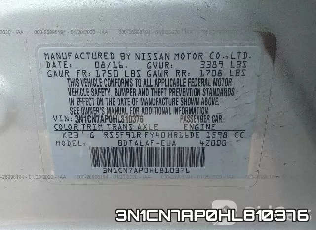 3N1CN7AP0HL810376 фото 8