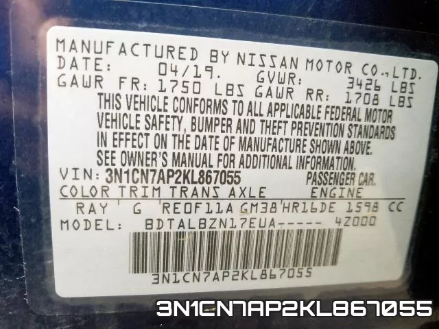 3N1CN7AP2KL867055 фото 2