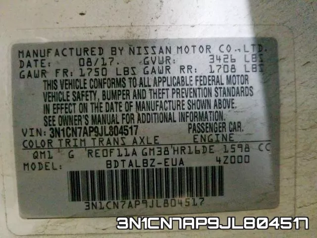 3N1CN7AP9JL804517 фото 2