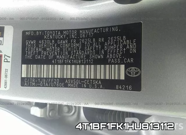 4T1BF1FK1HU813112 фото 9