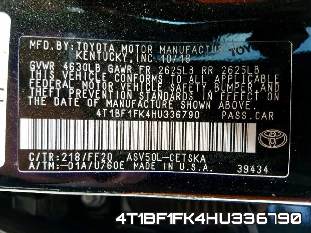 4T1BF1FK4HU336790 фото 2