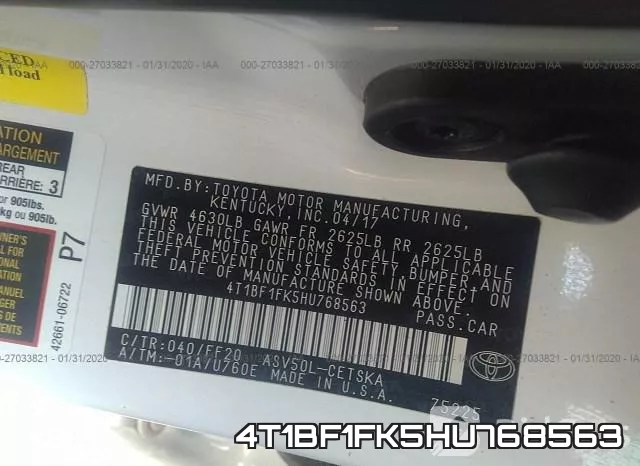 4T1BF1FK5HU768563 фото 6