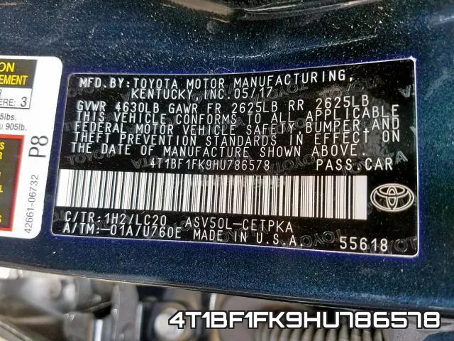4T1BF1FK9HU786578 фото 2