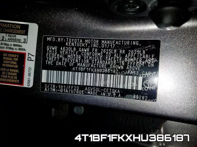 4T1BF1FKXHU386187 фото 2