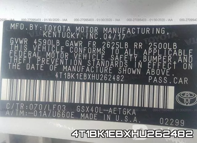 4T1BK1EBXHU262482 фото 3